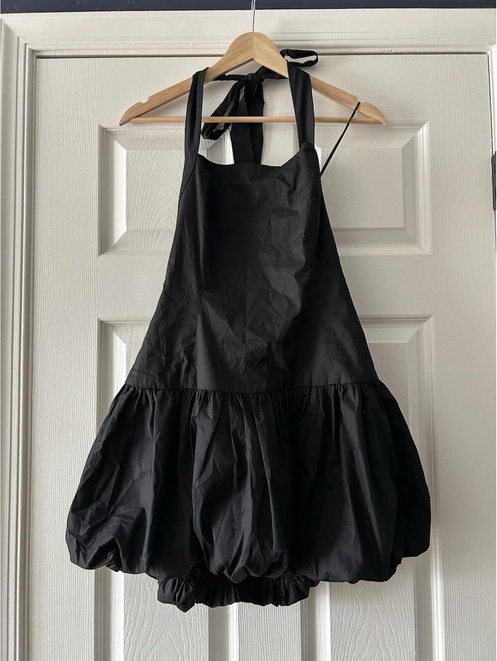 All in favor Black Halter Mini Dress Bubble Hem Women’s Black Size Small